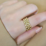 18K Solid Yellow Gold Elastic Ring, 5.249g